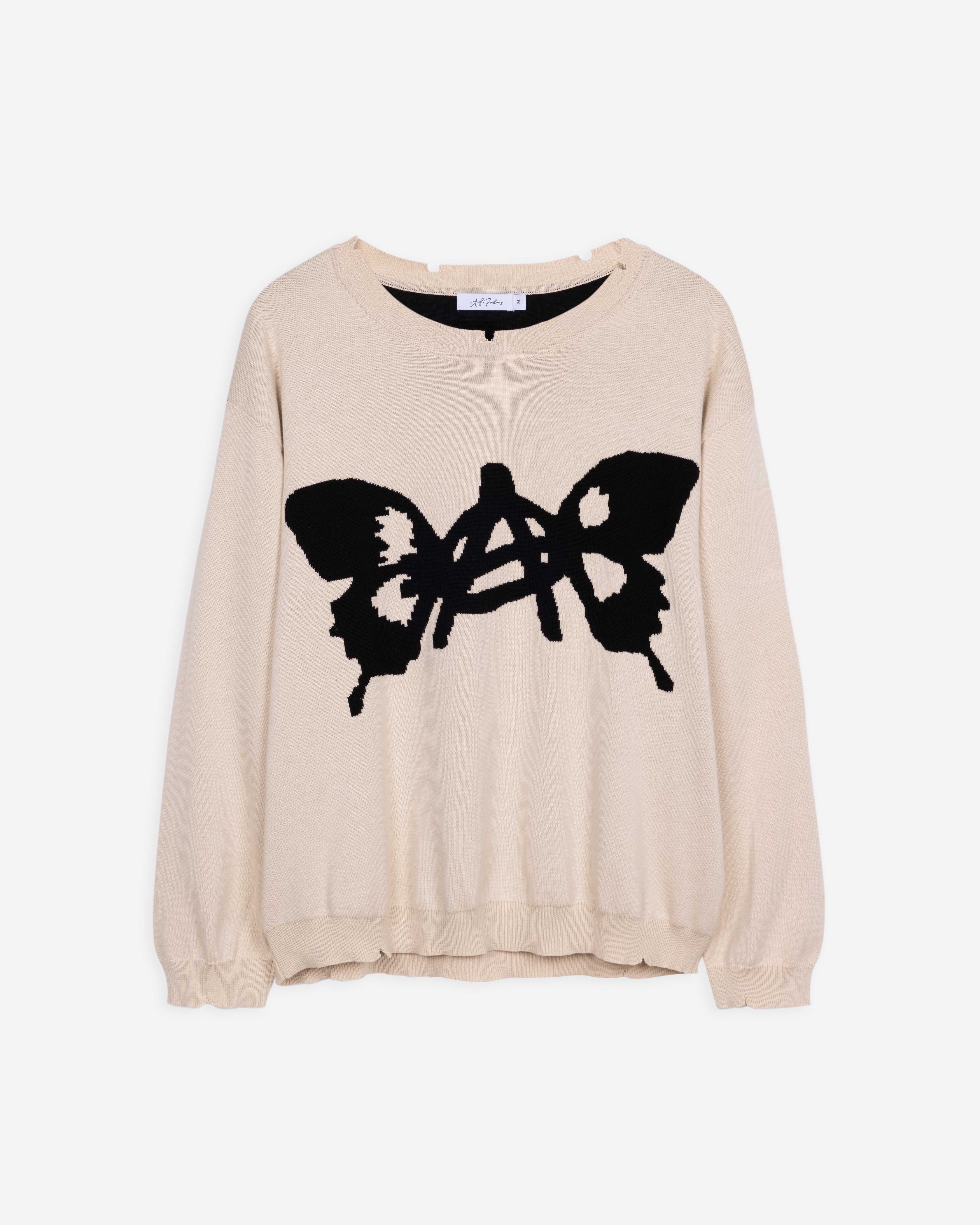 BEIGE BUTTERFLY SWEATER